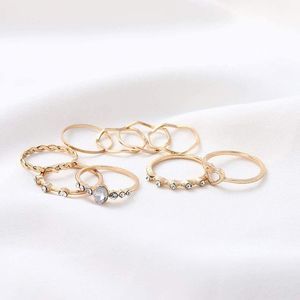 GRAEEN Knuckle Rings Index Finger Rings Hollow Love Rose Gold Ring Sets